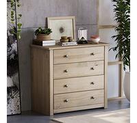 Vida Designs Panama, in Pino Massello, Finitura a Cera, Bedroom Furniture Cassettiera a 4 Cassetti, in Legno, Colore: Naturale, Pine, H 73,5 x L 80 x P 40,5 cm Circa