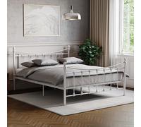 Vida Designs Paris Letto King Size, Struttura Letto da 1.5 m, Testiera in Metallo per Camera da Letto, Colore: Bianco