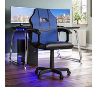 Vida Designs Racing Comet Gaming Sedia da Computer, Blu e Nero, da Ufficio, Girevole, in Similfinta Pelle, 101 x 58 x 55 cm, H 91-101 x L 58 x P 55 cm