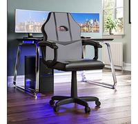 Vida Designs Racing Comet Gaming Sedia da Computer, Grigio e Nero, da Ufficio, Girevole, in Similfinta Pelle, 101 x 58 x 55 cm, H 91-101 x L 58 x P 55 cm