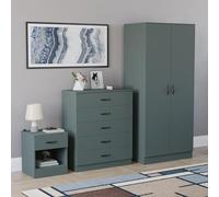 Vida Designs Riano - Set di 3 pezzi per camera da letto (1 cassettiera, 5 cassetti, armadio a 2 ante), nero (4) (verde, con 1 cassetto)