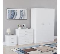 Vida Designs Riano - Set di 3 pezzi per camera da letto (1 cassettiera, cassettiera a 4 cassetti, armadio a 3 ante), verde (5) (bianco, con 2 cassetti)