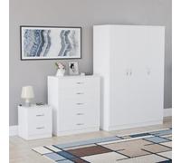 Vida Designs Riano - Set di 3 pezzi per camera da letto (1 cassettiera, cassettiera a 5 cassetti, armadio a 3 ante), verde (5) (bianco, con 2 cassetti)