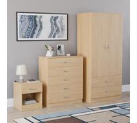 Vida Designs Riano - Set di 3 pezzi per camera da letto (1 comodino, 5 cassettiere, 2 ante e 2 cassetti), verde (4) (pino, con 1 cassetto)