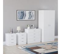 Vida Designs Riano - Set di 4 pezzi per camera da letto (1 cassettiera, cassettiera a 4 cassetti, armadio a 2 ante), grigio (5) (bianco, con 3 cassetti)