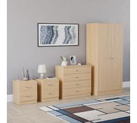 Vida Designs Riano - Set di 4 pezzi per camera da letto (comodino, cassettiera con 4 cassetti, armadio a 2 ante), grigio (5) (pino, con 2 cassetti)