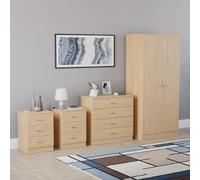 Vida Designs Riano - Set di 4 pezzi per camera da letto (comodino, cassettiera con 4 cassetti, armadio a 2 ante), grigio (5) (pino, con 3 cassetti)