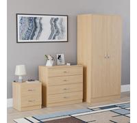 Vida Designs Riano - Set di mobili per camera da letto, 3 pezzi, comodino, cassettiera con 4 cassetti, armadio a 2 ante, in legno di pino