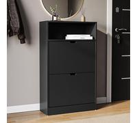 Vida Designs Scarpiera a 2 cassetti con ripiano, colore: nero