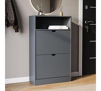 Vida Designs Scarpiera a 2 cassetti con ripiano, grigio