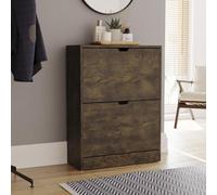 Vida Designs Scarpiera a 2 cassetti, salvaspazio, sottile, con 2 cassetti ribaltabili, per corridoio e soggiorno, certificata FSC 100 (legno scuro)