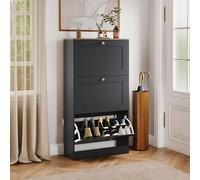 Vida Designs Scarpiera con 3 cassetti, nero e rovere