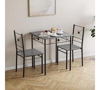 Vida Designs Set tavolo e sedie da pranzo Roslyn, set mobili moderni e contemporanei per cucina e colazione (Grigio Cemento, 2 posti)