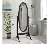 Vida Designs - Specchiera Ovale da Terra, Pieghevole 4 cassetti 145 x 41 x 48 cm Nero