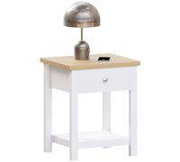 Vida Designs Tavolino Arlington a 1 Cassetto, Derivati dal Legno, Bianco e Quercia, H 55 x L 45 x P 40 cm