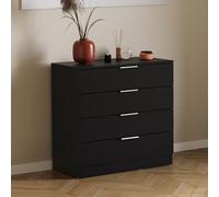 Vida Designs Trega - Cassettiera a 4 cassetti, compatta, salvaspazio, per camera da letto, 74 x 66 x 36 cm (altezza x larghezza x profondità), supporto anti-piegamento, maniglie moderne color argento