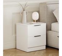 Vida Designs Trega - Comodino a 2 cassetti, compatto, salvaspazio, 41 x 39 x 28 cm (altezza x larghezza x profondità), in legno ingegnerizzato, cassetti scorrevoli, maniglie nere moderne, ideale per