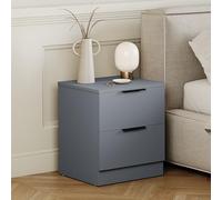 Vida Designs Trega - Comodino a 2 cassetti grigio - Comodino compatto salvaspazio - 41 x 39 x 28 cm - legno ingegnerizzato - cassetti scorrevoli, maniglie nere moderne - ideale per camera da letto e