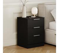 Vida Designs Trega - Comodino a 3 cassetti, compatto, salvaspazio, 50 x 39 x 28 cm (altezza x larghezza x profondità), in legno ingegnerizzato, cassetti scorrevoli, maniglie moderne color argento