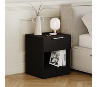 Vida Designs Trega - Comodino con 1 cassetto, compatto, salvaspazio, 41 x 39 x 28 cm (altezza x larghezza x profondità), in legno ingegnerizzato, cassetto scorrevole liscio, moderno manico argentato