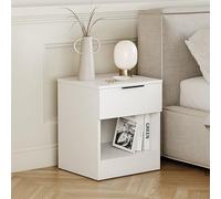 Vida Designs Trega - Comodino con 1 cassetto, compatto, salvaspazio, 41 x 39 x 28 cm (altezza x larghezza x profondità), in legno ingegnerizzato, cassetto scorrevole liscio, moderno manico nero