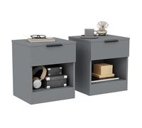 Vida Designs Trega - Set di 2 comodini a 1 cassetto, colore: grigio, comodini salvaspazio compatti, 41 x 39 x 28 cm (altezza x larghezza x profondità) in legno ingegnerizzato, cassetti scorrevoli