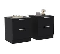 Vida Designs Trega - Set di 2 comodini a 2 cassetti, colore: nero, compatti e salvaspazio, dimensioni: 41 x 39 x 28 cm (altezza x larghezza x profondità), in legno ingegnerizzato, cassetti scorrevoli