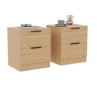 Vida Designs Trega - Set di 2 comodini a 2 cassetti, in legno di pino, compatti e salvaspazio, 41 x 39 x 28 cm, in legno ingegnerizzato, con maniglie argentate, ideali per camera da letto e camera