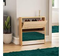 Vida Designs Welham Scarpiera con 2 Cassetti, a Specchio, per Corridoio, Armadietto, Porta Scarpe, Credenza in Legno, Rovere, Quercia, 2 Drawer