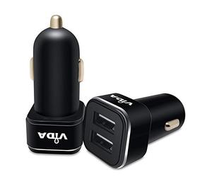 Vida IT Caricabatteria da auto USB a 2 porte per Samsung Galaxy A20e A21s A71 S7 S8 S9 S10 Telefono cellulare Tablet PC Porte doppie Ingresso 12-24 V con cavo di ricarica 3 in 1