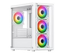 VIDA Lucid White ARGB Gaming Case w, vetro frontale e laterale, Micro ATX, 4 ventole ARGB Infinity