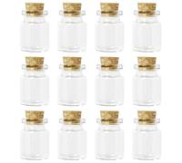Vidacharmy 12 Pezzi 5ML Mini Bottiglie Vetro, Barattolo Vetro Tappo Sughero, Vasetti Vetro Piccoli con Tappo in Sughero, Provette Trasparente, per Bomboniere, Caramelle, Miele, Spezie e Marmellate