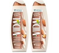 Vidal - Bagnoschiuma Almond & Karité, Formula Addolcente, con Olio di Mandorle e Burro di Karité, Dermatologicamente Testato, 500ml (Confezione da 2)