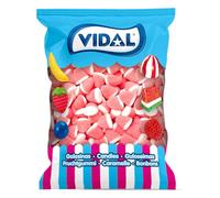 Vidal Golosine Baci Zucchero. Caramello in gomma sapore fragola nata, colore rosa e bianco, confezione da 250 pezzi.