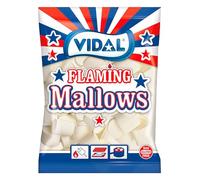 Vidal Golosine Flaming Mallows. Nubi my gustosi liste per fogatte, barbecue e ferro da stiro Sapore vaniglia. Colore bianco. Borsa 1 kg.