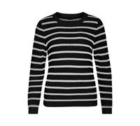 Vidalo O-Neck L/S Stripe Knit Top - Noos, Nero, S