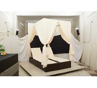 vidasxl - Letto da giorno per esterni, con baldacchino, per rilassamento, materasso in schiuma, confortevole, telaio in polyrattan, resistente ai raggi UV, colore marrone e crema bianca, design