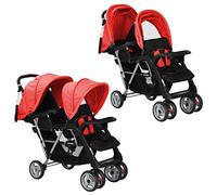 vidaXL 10111 - Passeggino gemellare, colore: rosso, multicolore