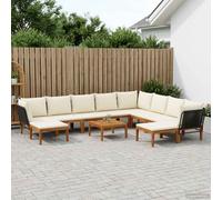 vidaXL 11 pz Legno massiccio di acacia e corda Naturale