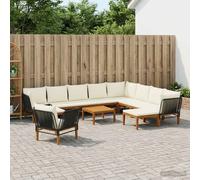 vidaXL 12 pz Legno massiccio di acacia e corda Naturale