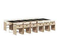 vidaXL Set da Pranzo da Giardino 13 pz con Cuscini Beige in Polyrattan