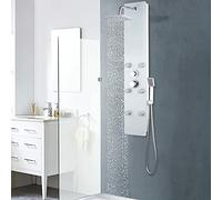 vidaXL 142992 - Pannello doccia a pioggia, set doccia in vetro, 25 x 44,6 x 130 cm, bianco