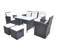 vidaXL Set da Pranzo da Giardino 18 pz in Polyrattan Nero Tavolo Sedie Esterni