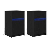 vidaXL 2 Comodini in Legno di Quercia Nera Ingegnerizzata 38 x 34 x 61 cm con Cassetto e Strisce LED. Design Moderno e Minimalista, Ideali Come Tavolino con Ripostiglio. Superficie Tessurizzata, Solo