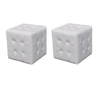 vidaXL - 2 Cubi Pouf Imbottiti, Cubo Sgabello, Bianco