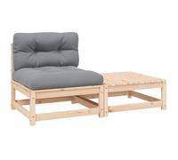 vidaXL Set Divani da Giardino 2 pz con Cuscini Legno Massello Pino