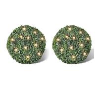 vidaXL 2 x sfere in bosso per albero artificiale e pianta artificiale, verde, Buchskugel Ø 27 cm + LED-Lichterkette