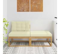 vidaXL 2 PEZZI Poggiapiedi da esterno in poliestere bianco, mobili moderni per giardino e balcone, design modulare esterno, sezionale durevole e flessibile.