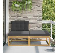 vidaXL 2 PEZZI Poggiapiedi da esterno in poliestere bianco, mobili moderni per giardino e balcone, design modulare esterno, sezionale durevole e flessibile.