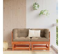 vidaXL 2 pezzi Divano angolare da giardino in pino massiccio marrone cera, posti a sedere da giardino e terrazza, divano modulare per esterni, lounge rettangolare, in legno resistente alle intemperie